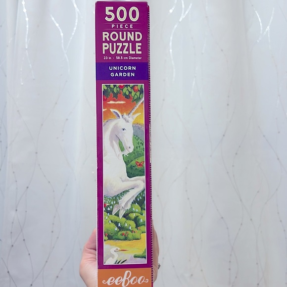 NWT Piece & Love EEBOO | Unicorn Garden, 500 piece round puzzle - Picture 2 of 7